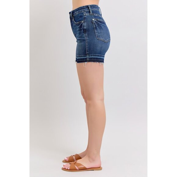 NWT Judy Blue Tummy Control High Waist Destroy Release Hem Denim Shorts - Picture 7 of 11